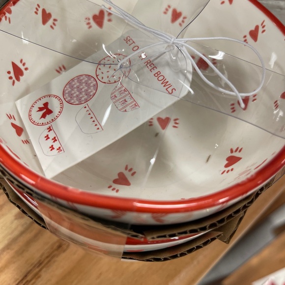 Valentine’s Day Bows Ribbon & Hearts Charcuterie Snack/Dip Bowls Set of 3 NWT - Picture 3 of 5
